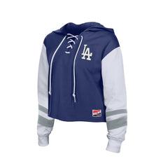 Royal Los Angeles Dodgers New Era Women's Boxy Lace-Up Hoodie