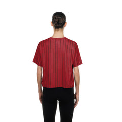 Red Arizona Diamondbacks New Era Women's Throwback Meshback Pinstripe Boxy T-Shirt