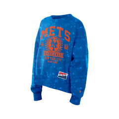 Royal New York Mets New Era Women's Throwback Oversized Boxy Sweatshirt