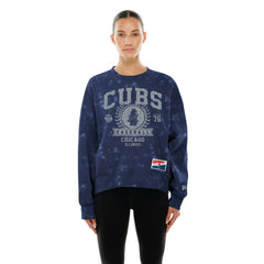 Royal Chicago Cubs New Era Women's Throwback Oversized Boxy Sweatshirt