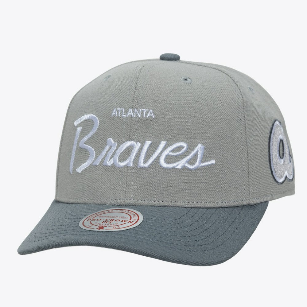 Gray Atlanta Braves Mitchell & Ness Cooperstown Thunderstorm Head Coach Pro-Crown Adjustable Hat