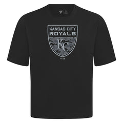 Black Kansas City Royals Levelwear Oversized Luxe Signature Knit Buckler T-Shirt