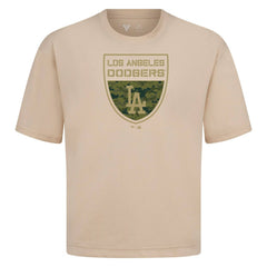 Khaki Los Angeles Dodgers Levelwear Oversized Luxe Signature Knit Buckler T-Shirt