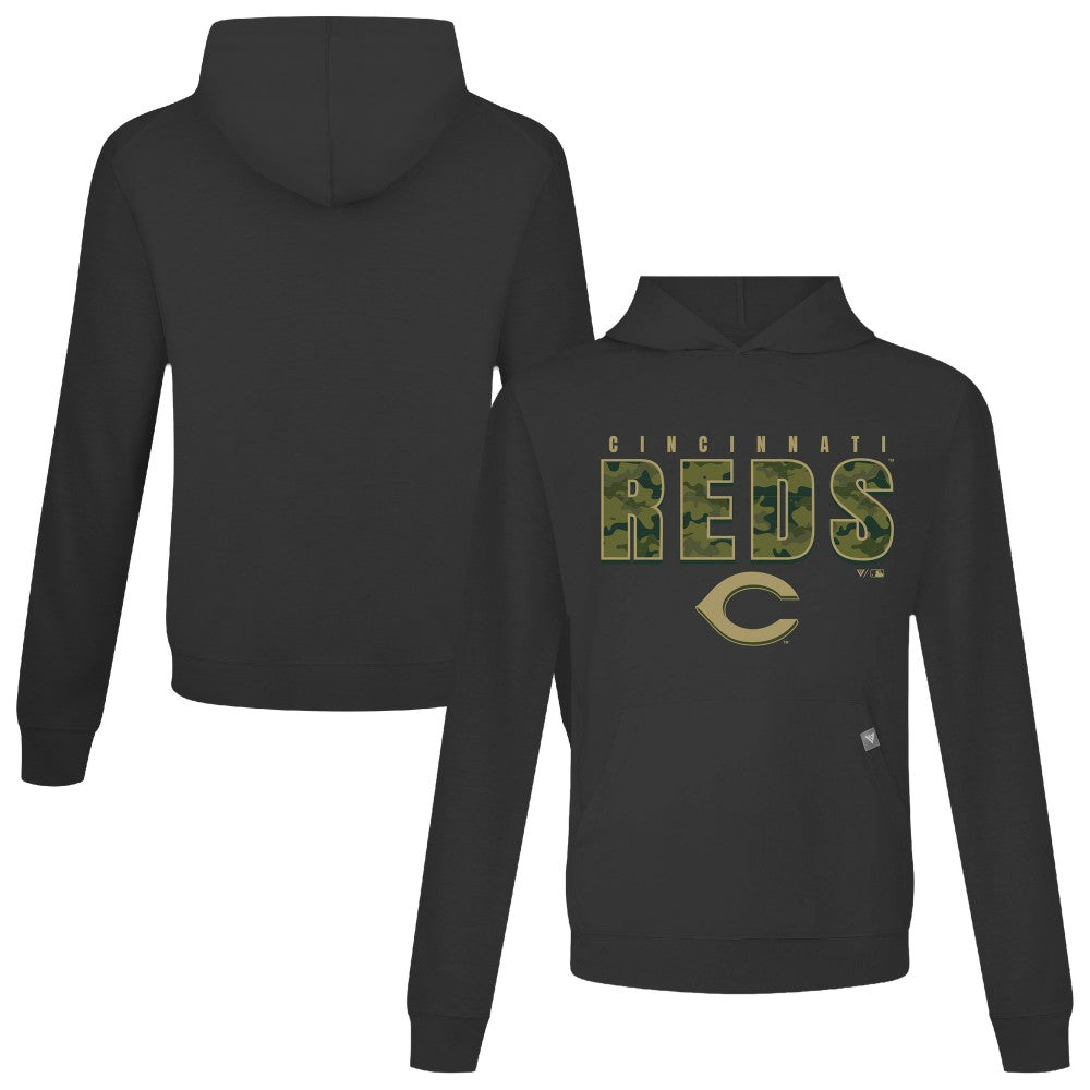 Black Cincinnati Reds Levelwear Relay Protect Pullover Hoodie