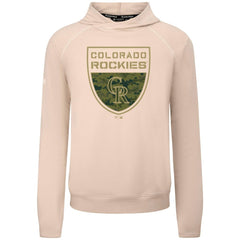Khaki Colorado Rockies Levelwear Mandate Buckler Tri-Blend Pullover Hoodie