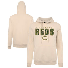 Khaki Cincinnati Reds Levelwear Podium Protect Pullover Hoodie