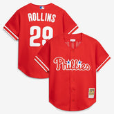 Red Jimmy Rollins Philadelphia Phillies Mitchell & Ness Cooperstown Mesh Batting Practice Button-Up Jersey