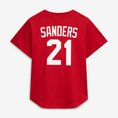 Red Deion Sanders Cincinnati Reds Mitchell & Ness Cooperstown Mesh Batting Practice Button-Up Jersey