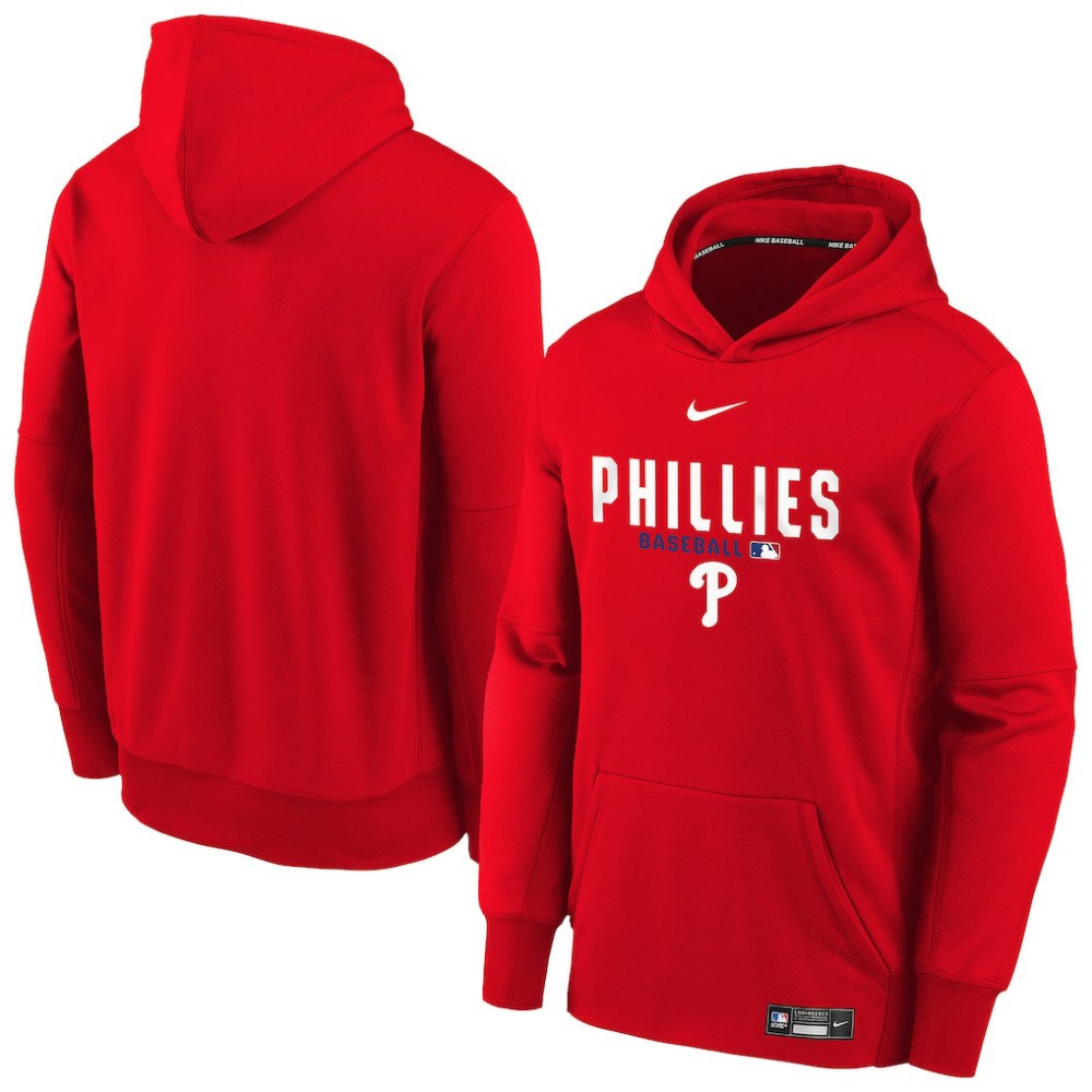 Red Philadelphia Phillies Nike Youth Authentic Collection Therma-FIT Hoodie