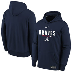Navy Atlanta Braves Nike Youth Authentic Collection Therma-FIT Hoodie