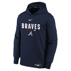 Navy Atlanta Braves Nike Youth Authentic Collection Therma-FIT Hoodie