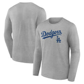 Gray Los Angeles Dodgers Team Lockup Long Sleeve T-Shirt