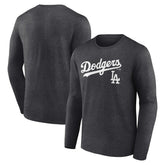 Charcoal Los Angeles Dodgers Team Lockup Long Sleeve T-Shirt