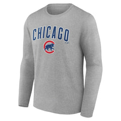 Gray Chicago Cubs Team Lockup Long Sleeve T-Shirt