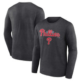 Charcoal Philadelphia Phillies Team Lockup Long Sleeve T-Shirt