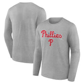 Gray Philadelphia Phillies Team Lockup Long Sleeve T-Shirt