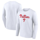 White Philadelphia Phillies Team Lockup Long Sleeve T-Shirt