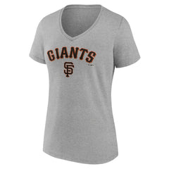 Gray San Francisco Giants Women's Team Lockup V-Neck T-Shirt