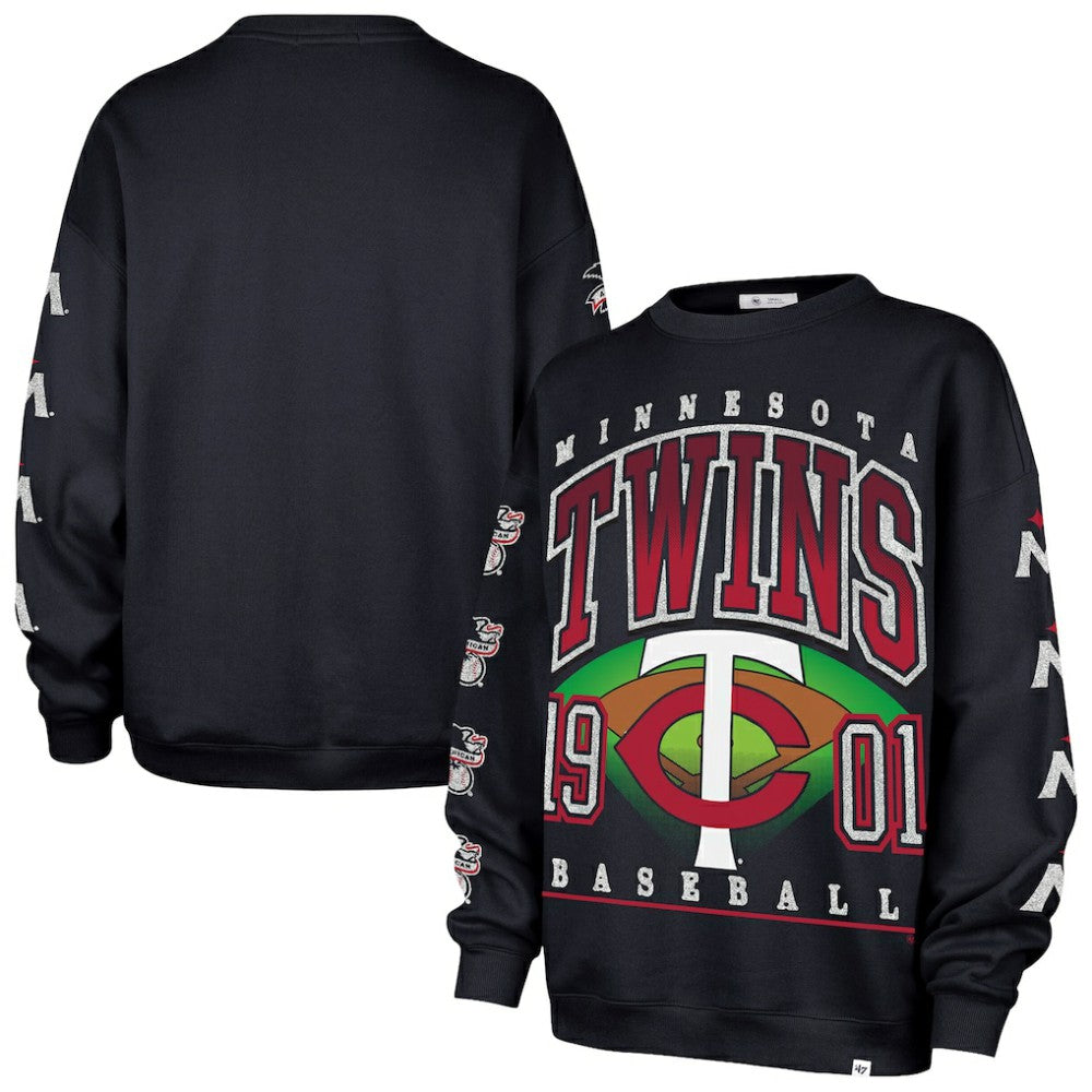 Navy Minnesota Twins '47 Women's Trendy Team Go Big Oversized Sweatshirt