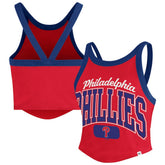 Red Philadelphia Phillies '47 Women's Trendy Team Rally Sporty Cropped Racerback Tank Top