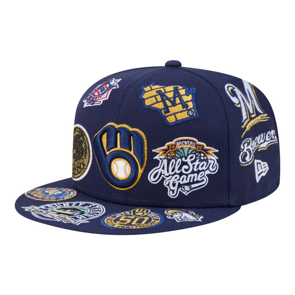 Navy Milwaukee Brewers New Era All Over 59FIFTY Fitted Hat