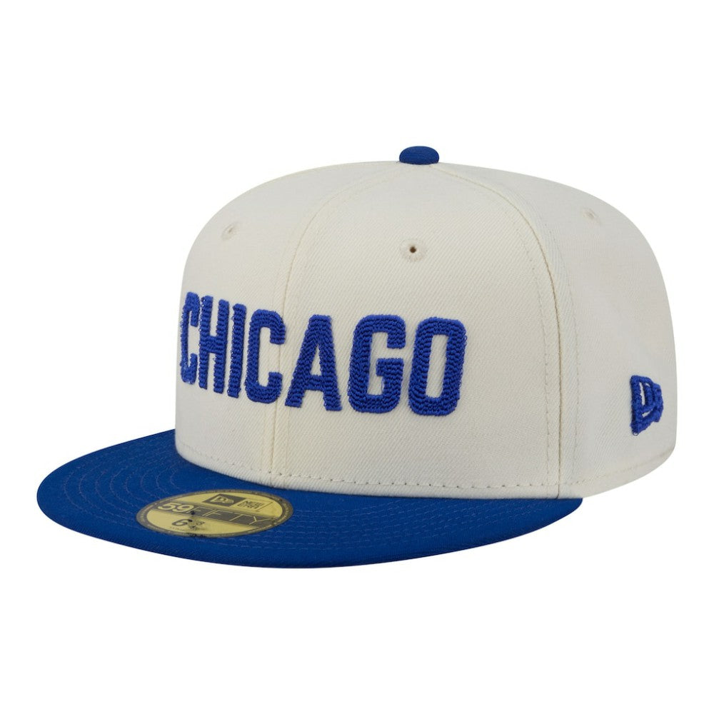 Cream Chicago Cubs New Era Two-Tone Stitch 59FIFTY Fitted Hat