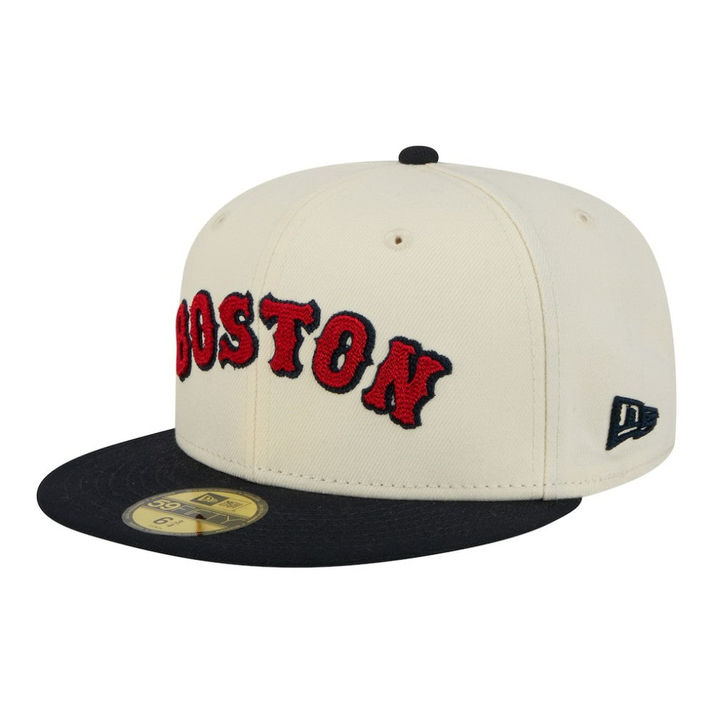 Cream Boston Red Sox New Era Two-Tone Stitch 59FIFTY Fitted Hat