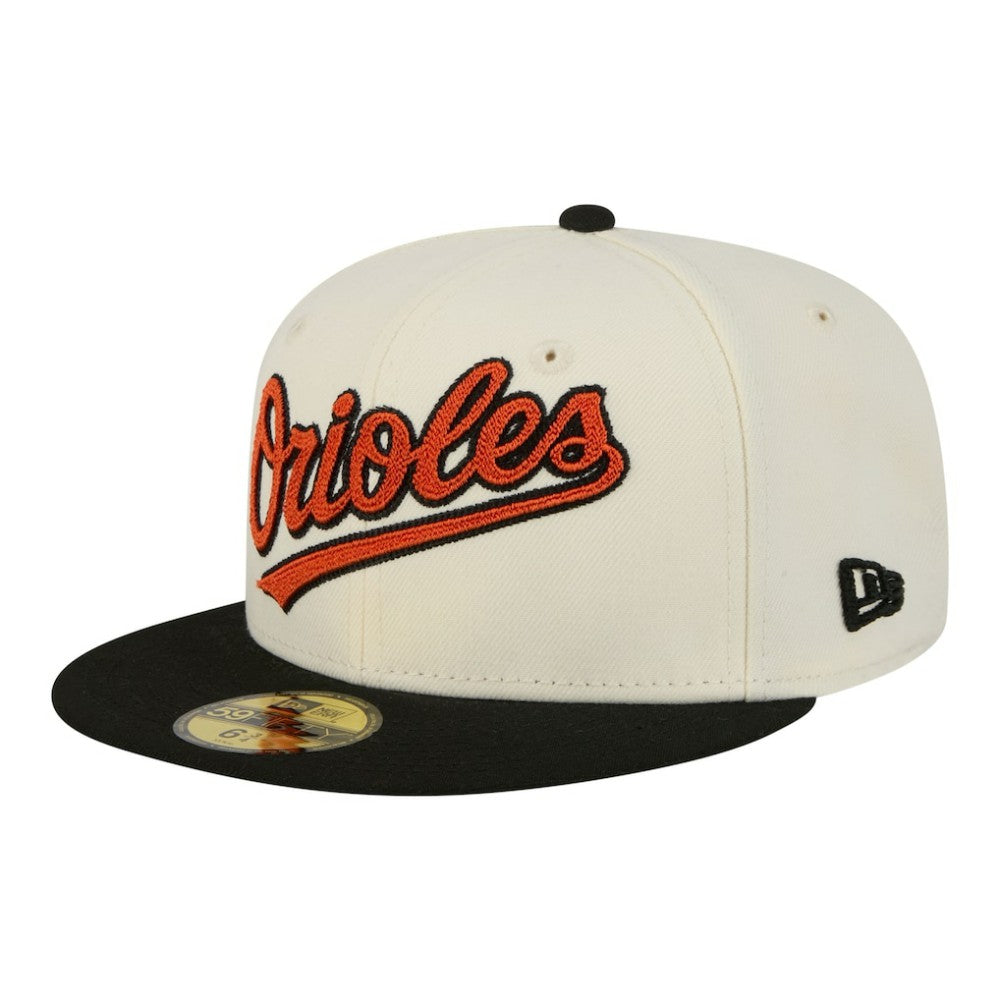 Cream Baltimore Orioles New Era Two-Tone Stitch 59FIFTY Fitted Hat