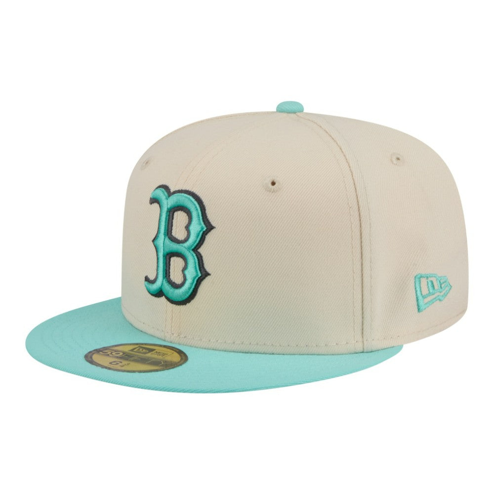 Light Beige/Turquoise Boston Red Sox New Era Two-Tone Color Pack 59FIFTY Fitted Hat