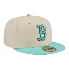 Light Beige/Turquoise Boston Red Sox New Era Two-Tone Color Pack 59FIFTY Fitted Hat