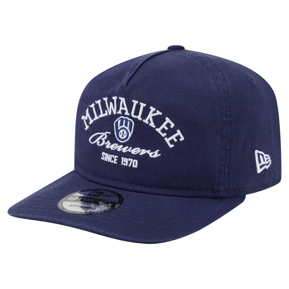 Navy Milwaukee Brewers New Era Stacked 19TWENTY Adjustable Hat