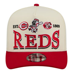 Cream Cincinnati Reds New Era Throwback Tri-Hit A-Frame 9FIFTY Adjustable Hat