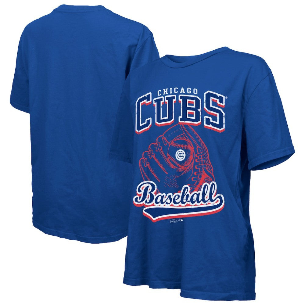 Royal Chicago Cubs Majestic Threads Women's Oversized First Base T-Shirt