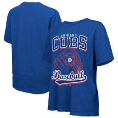 Royal Chicago Cubs Majestic Threads Women's Oversized First Base T-Shirt