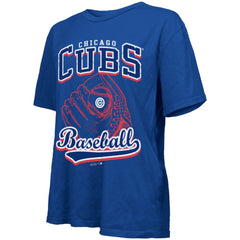 Royal Chicago Cubs Majestic Threads Women's Oversized First Base T-Shirt