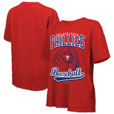 Red Philadelphia Phillies Majestic Threads Women's Oversized First Base T-Shirt