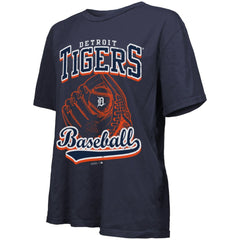 Navy Detroit Tigers Majestic Threads Women's Oversized First Base T-Shirt