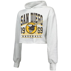White San Diego Padres Majestic Threads Women's Cropped Have A Field Day Tri-Blend Hoodie