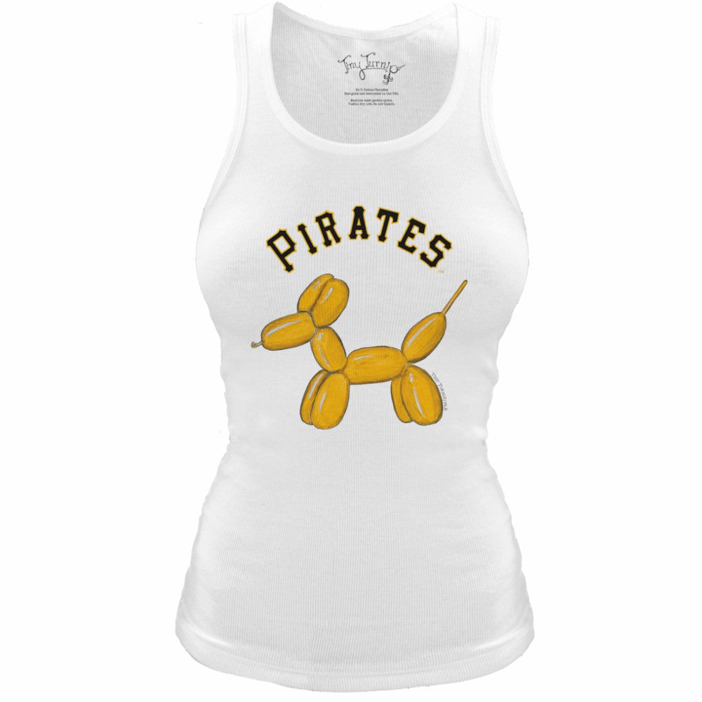 White Pittsburgh Pirates Tiny Turnip Women's Fitted Balloon Dog Tri-Blend Tank Top