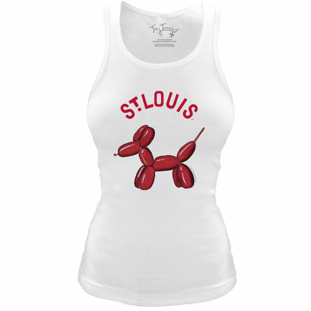 White St. Louis Cardinals Tiny Turnip Women's Fitted Balloon Dog Tri-Blend Tank Top