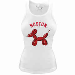 White Boston Red Sox Tiny Turnip Women's Fitted Balloon Dog Tri-Blend Tank Top