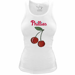 White Philadelphia Phillies Tiny Turnip Women's Fitted Cherries Tri-Blend Tank Top