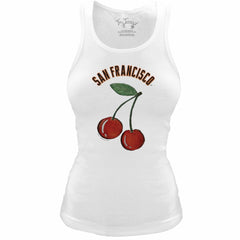 White San Francisco Giants Tiny Turnip Women's Fitted Cherries Tri-Blend Tank Top
