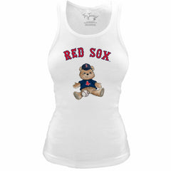 White Boston Red Sox Tiny Turnip Women's Fitted Teddy Bear Tri-Blend Tank Top