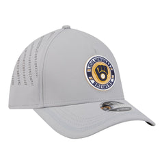 Gray Milwaukee Brewers New Era Patch 39THIRTY A-Frame M-Crown Perforated Flex Hat