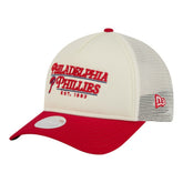 Light Beige/Red Philadelphia Phillies New Era Women's Retro 9FORTY M-Crown A-Frame Trucker Adjustable Hat