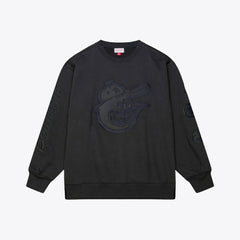 Black Baltimore Orioles Mitchell & Ness Phantom Fleece Crewneck Sweatshirt