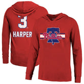 Red Bryce Harper Philadelphia Phillies Majestic Threads Lightweight Name & Number Hoodie