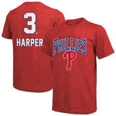Red Bryce Harper Philadelphia Phillies Majestic Threads Triblend Name & Number T-Shirt