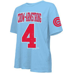 Light Blue Pete Crow-Armstrong Chicago Cubs Majestic Threads Women's Oversized Name & Number T-Shirt